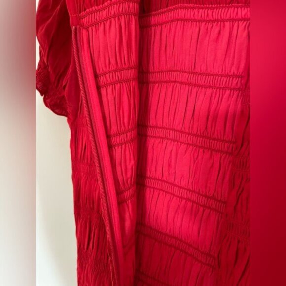 NEW Reformation Kiria Midi Drop Waist Short Sleeve Dress Lipstick Red | size 0 - Picture 11 of 14